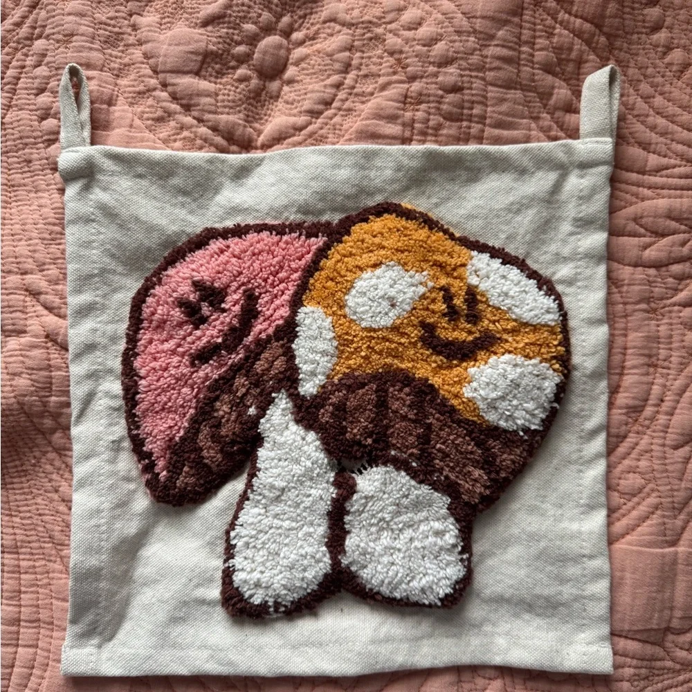 Urban Outfitters Pink Orange Mushroom Mini Tapesty